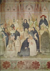 Církev militantní a vítězná, detail levé strany, c.1366-68 detail fresky z 72859, 31612